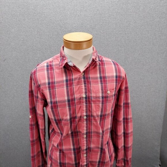 Urban Pipeline Mens Pink Plaid Long Sleeve Shirt Size Medium Surf Old School - Picture 2 of 9
